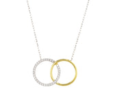 Interlink Circles of Life Yellow Gold Colour 925 Sterling Silver Necklace studded with CZ